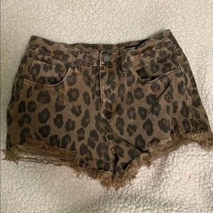 BLANKNYC CHEETAH DENIM SHORTS